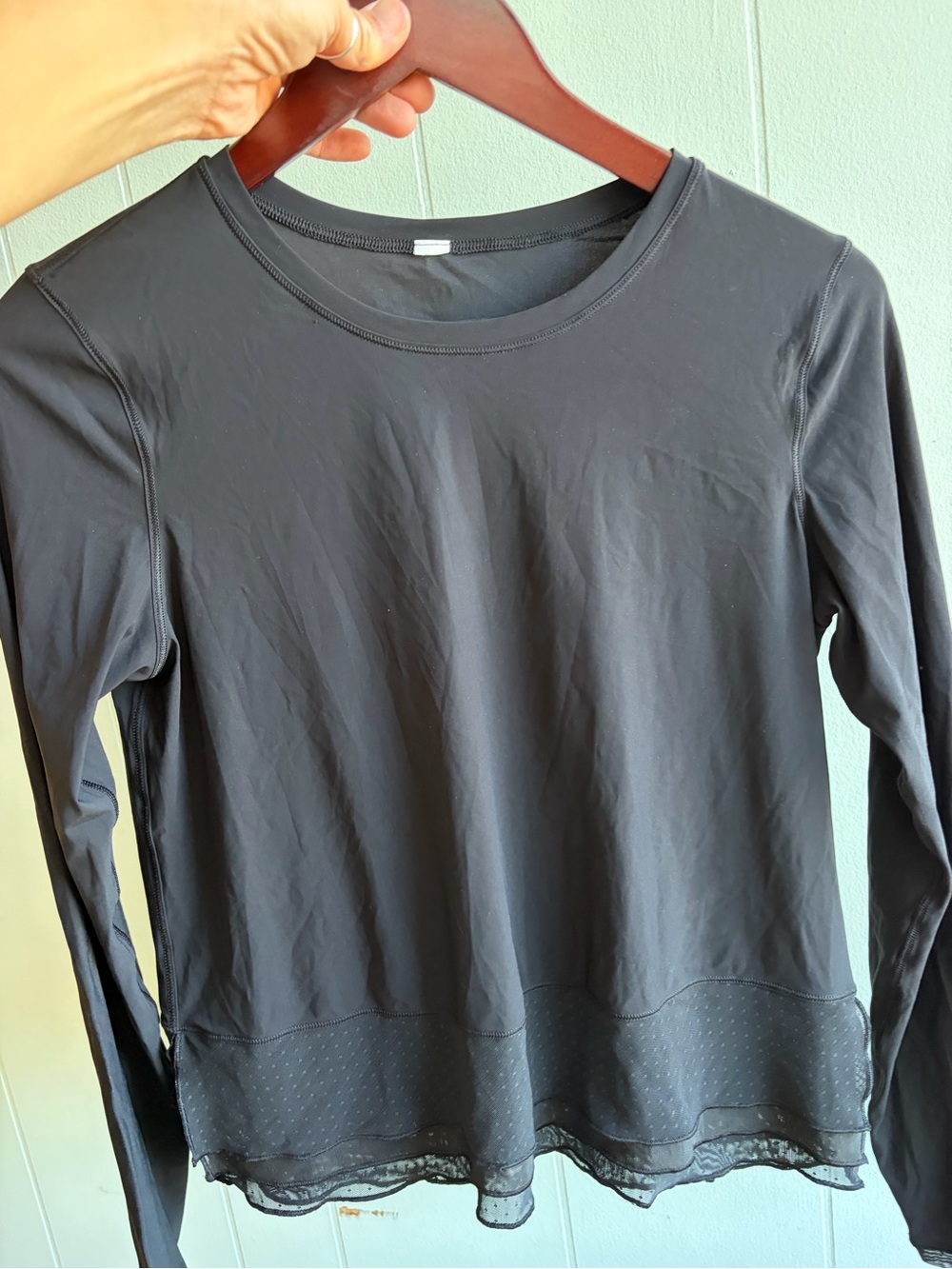 Lululemon Sole Training Shirt * Black Long-Sleeve Women's Top with Sheer Trim
